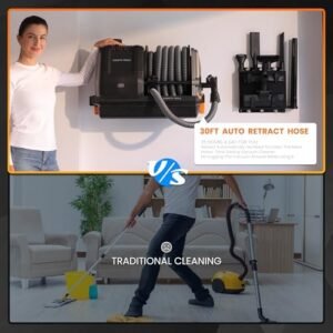 Wall-Mounted Vacuum Cleaner with 30 FT Retractable Hose, Wet Dry Vacuum Cleaner