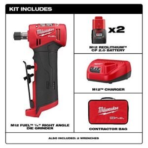 Milwaukee 2485-22 M12 FUEL Lithium-Ion Right Angle Die Grinder Kit (2 Ah)