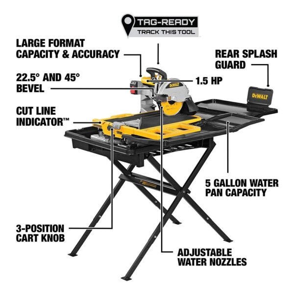 Wet Tile Saw with Stand, 10 Inch, 15-Amp, 1,220 MWO, Corded (D36000S) - Image 15