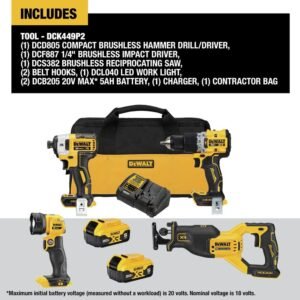 20V MAX XR Power Tools Combo Kit 4-TOOL (DCK449P2)