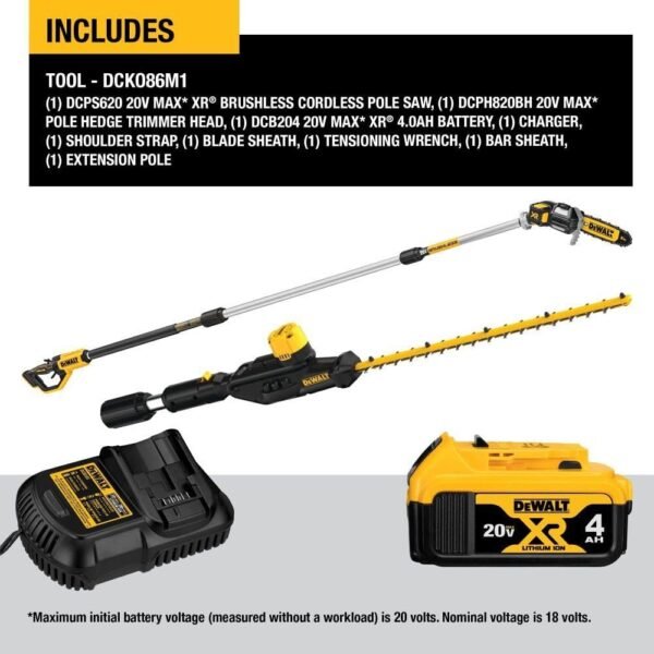 DCKO86M1 20V MAX* Cordless Pole Saw and Pole Hedge Trimmer Combo Kit - Image 8