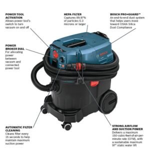 VAC090AH Portable 9 Gallon Dust Extractor with Auto Filter Clean and HEPA Filter