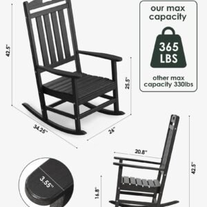 Outdoor Rocking Chair Set of 2, All-Weather Resistant Poly Lumber Rocker Chair Outdoor