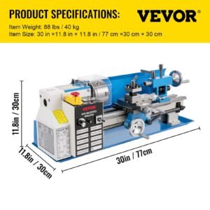 Mini Metal Lathe, 7"x14" Benchtop Metal Lathe, 550W Variable Speed 2250RPM