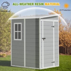 5' x 4' Resin Weather Resistant Outdoor Storage Shed with Floor