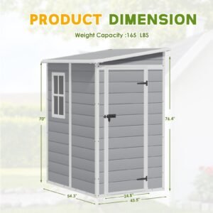 5' x 4' Resin Weather Resistant Outdoor Storage Shed with Floor