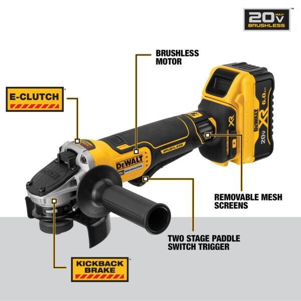 FLEXVOLT 60V MAX* Angle Grinder with Kickback Brake Kit, 4-1/2-Inch to 6-Inch - Image 8