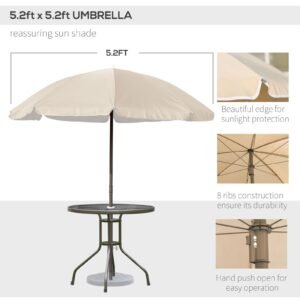 6 Piece Patio Dining Set for 4 with Umbrella, Outdoor Table and Chairs