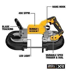 20V MAX Band Saw, 5" Cutting Capacity, Integrated Hang Hooks, Portable, For Deep Cuts