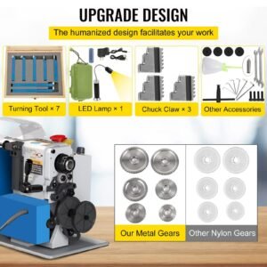 Mini Metal Lathe, 7"x14" Benchtop Metal Lathe, 550W Variable Speed 2250RPM