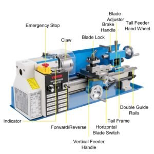 Mini Metal Lathe, 7"x14" Benchtop Metal Lathe, 550W Variable Speed 2250RPM