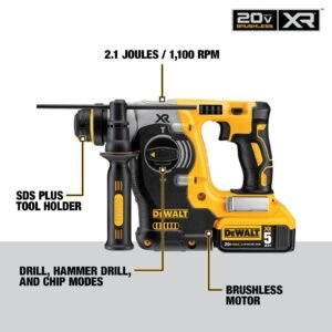 DCH273P2 20V Max Brushless SDS Rotary Hammer with 5 Ah Batteries