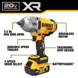 20V MAX XR 1/2 in. High Torque Impact Wrench with Hog Ring Anvil Kit (DCF900P2)