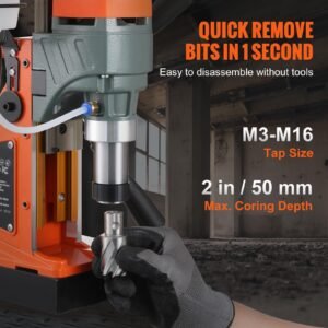 Mag Drill Press, 1400W 2in Boring Diameter, 2922lbf Power Magnetic Drill