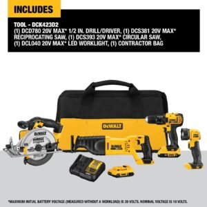 20V MAX Power Tool Combo Kit, 4-Tool Cordless Power Tool Set