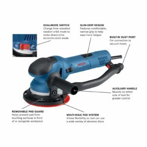 GET75-6N Electric Orbital Sander, Polisher - 7.5 Amp, Corded, 6 Inch Disc Size