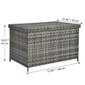 230 Gallon XXL Deck Box, All-Weather Wicker Outdoor Storage Box