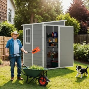 5' x 4' Resin Weather Resistant Outdoor Storage Shed with Floor